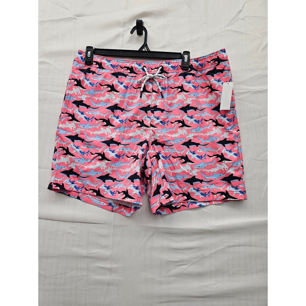 Member's Mark Mens Resort Swim Trunk Pink Shark Print‎ XL New